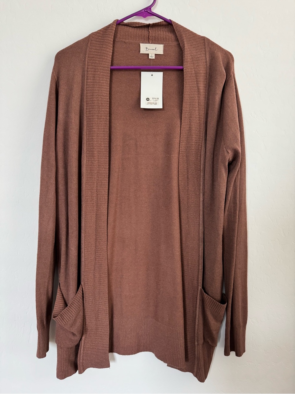 NWT! Rust Brown Open-Front Cardigan